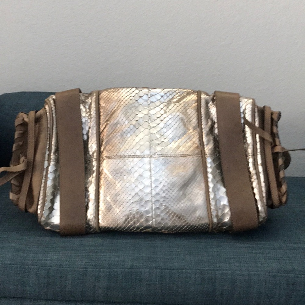 Chloe Metallic Gold Snakeskin Leather Satchel - Picture 7 of 7